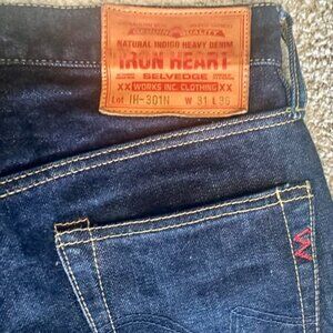 IRON HEART- Selvedge Heavy Denim Jeans- Natural Indigo